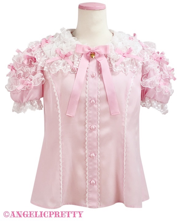 Airy Frill Short Sleeve Blouse - Pink