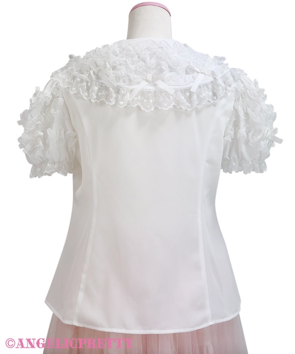 Airy Frill Short Sleeve Blouse - Sax