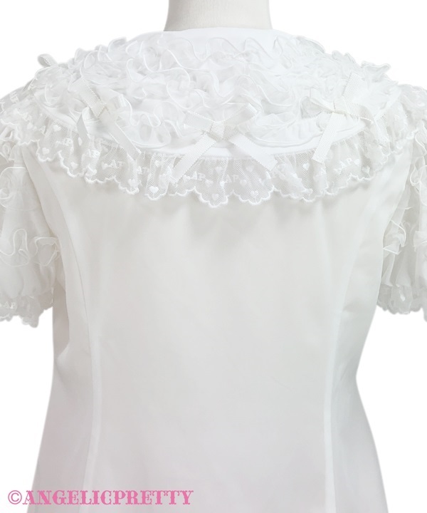 Airy Frill Short Sleeve Blouse - Sax