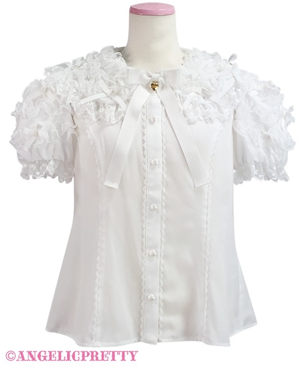 Airy Frill Short Sleeve Blouse - White