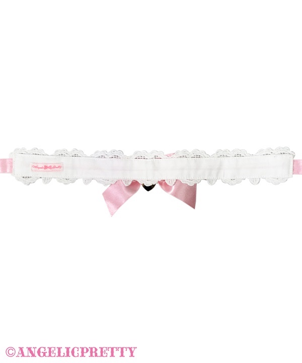 Airy Heart Ladder Lace Choker - Pink x Black