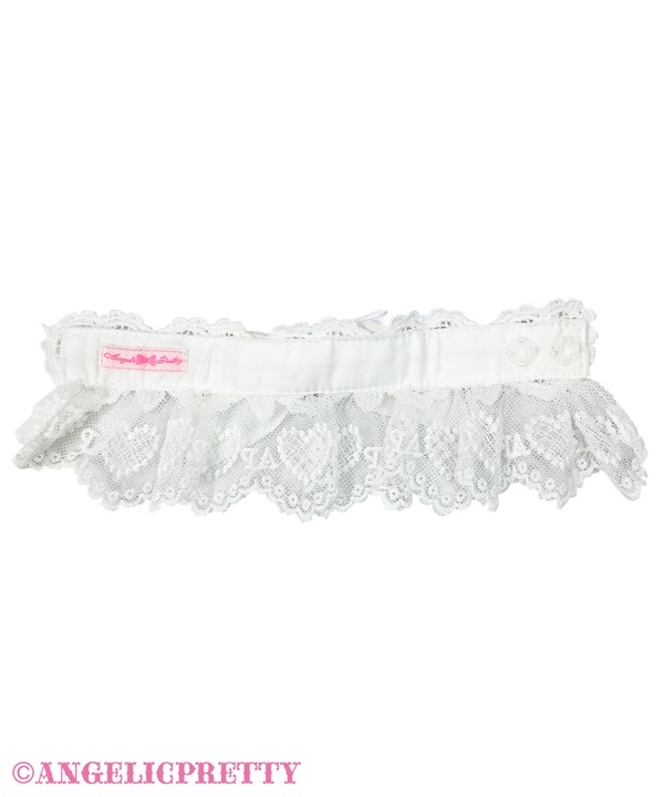 Airy Heart Ladder Lace Cuffs - Pink x Black