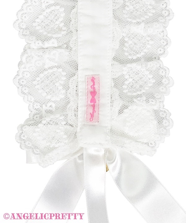 Airy Heart Ladder Lace Headdress - Pink x Black