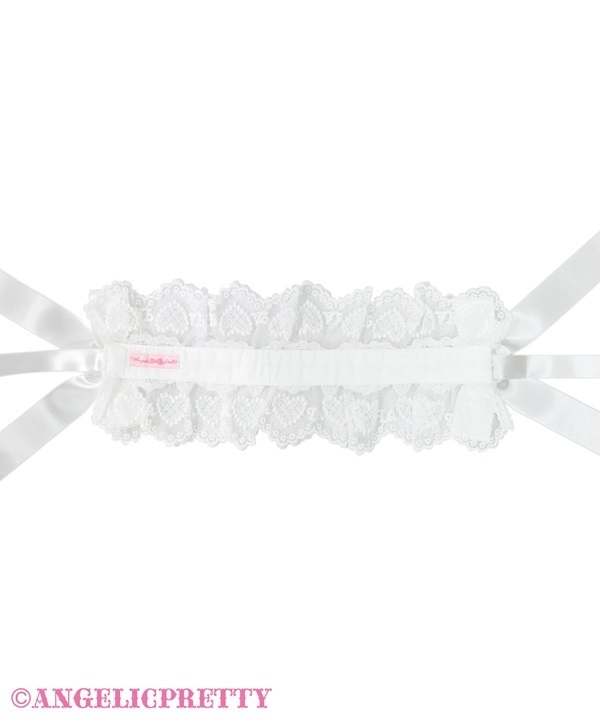 Airy Heart Ladder Lace Headdress - White x Pink