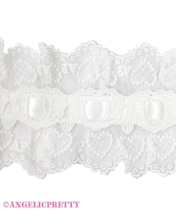 Airy Heart Ladder Lace Headdress - White x Pink