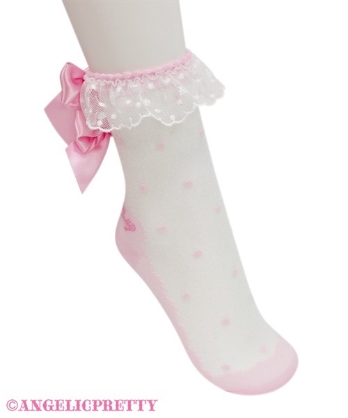 Airy Twin Ribbon Crew Socks - Black