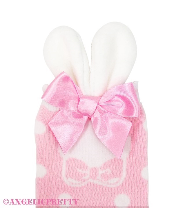 Bunny Crew Socks - Deep Pink