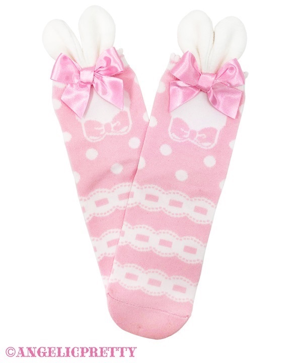 Bunny Crew Socks - Pink - Click Image to Close