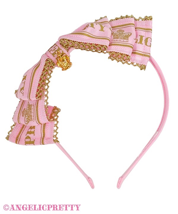 Crown Logo Ribbon Headbow - Pink