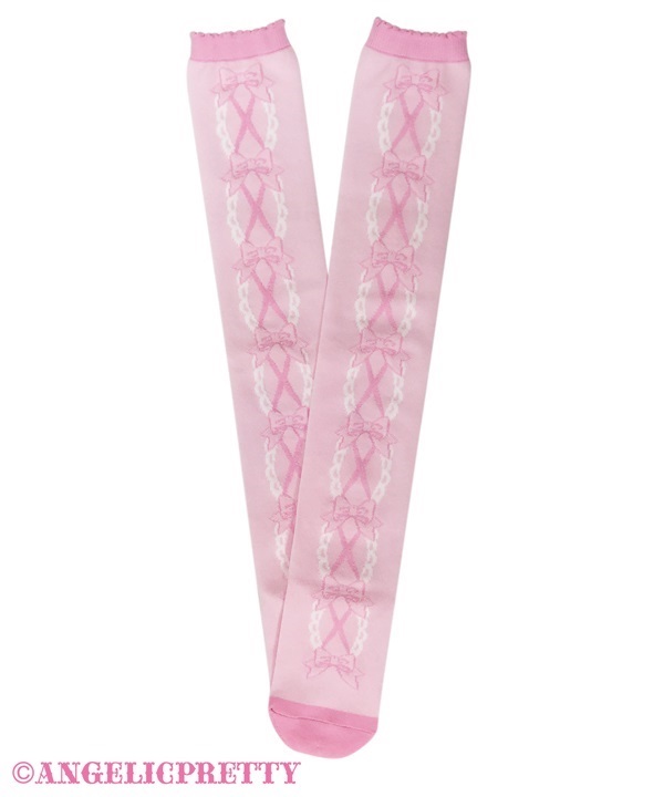Cute Lace Up Over Knee - Pink x Pink