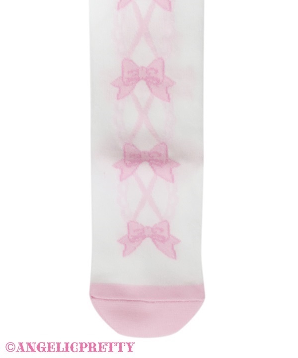 Cute Lace Up Over Knee - White x Pink