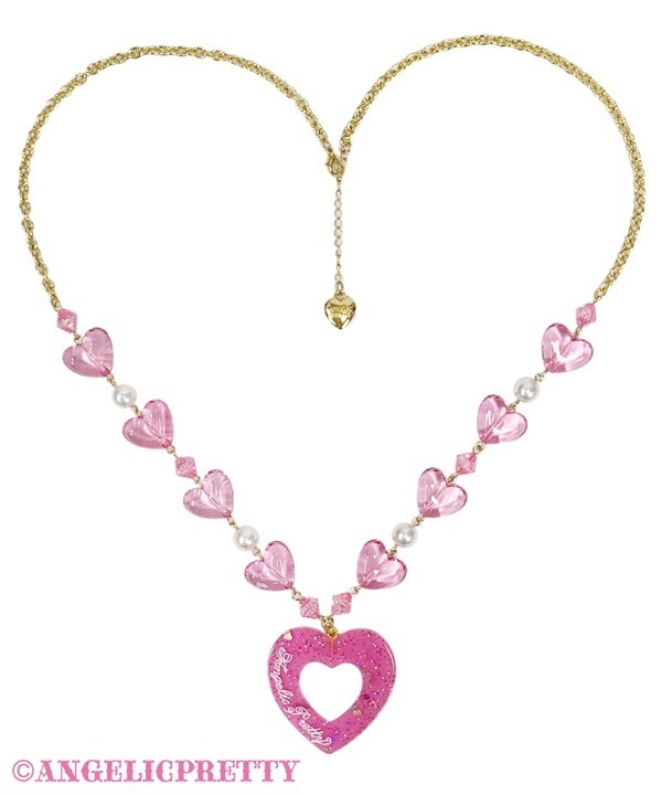 Decoration Heart Necklace - Deep Pink