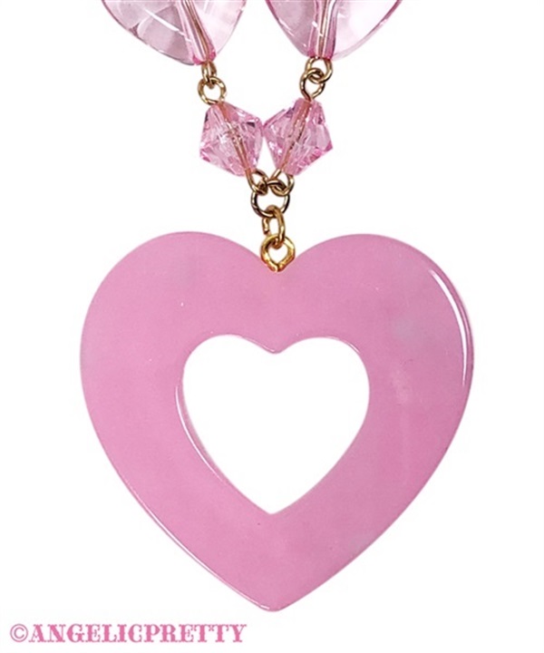 Decoration Heart Necklace - Deep Pink