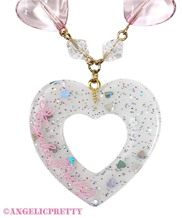 Decoration Heart Necklace - Deep Pink