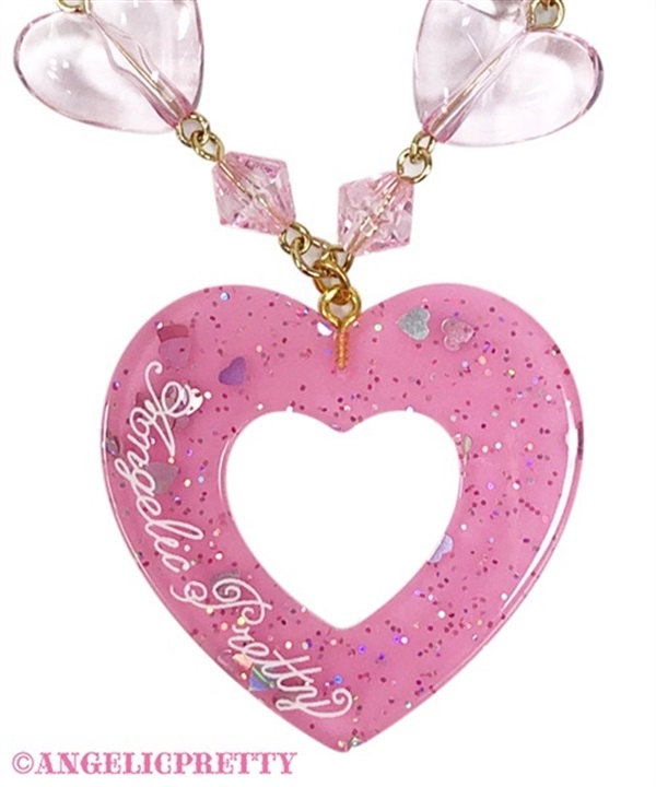 Decoration Heart Necklace - Deep Pink