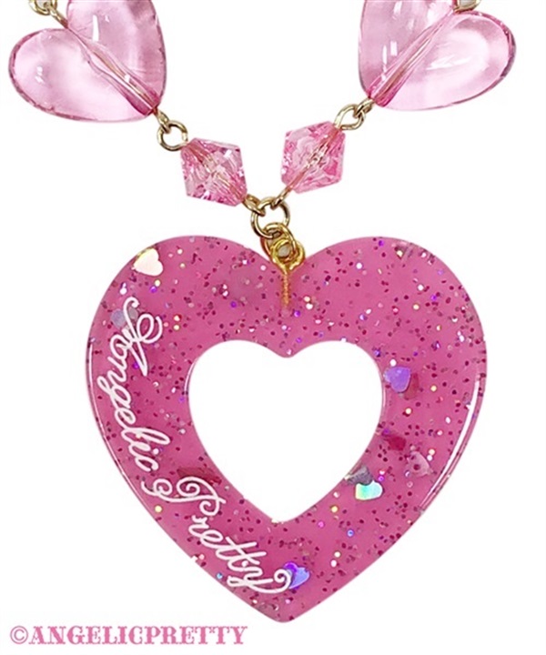 Decoration Heart Necklace - Deep Pink