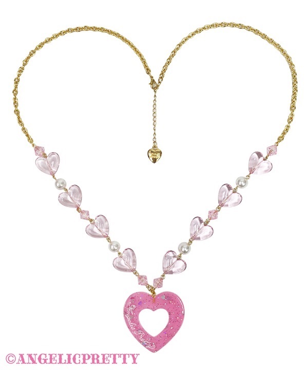 Decoration Heart Necklace - Pink