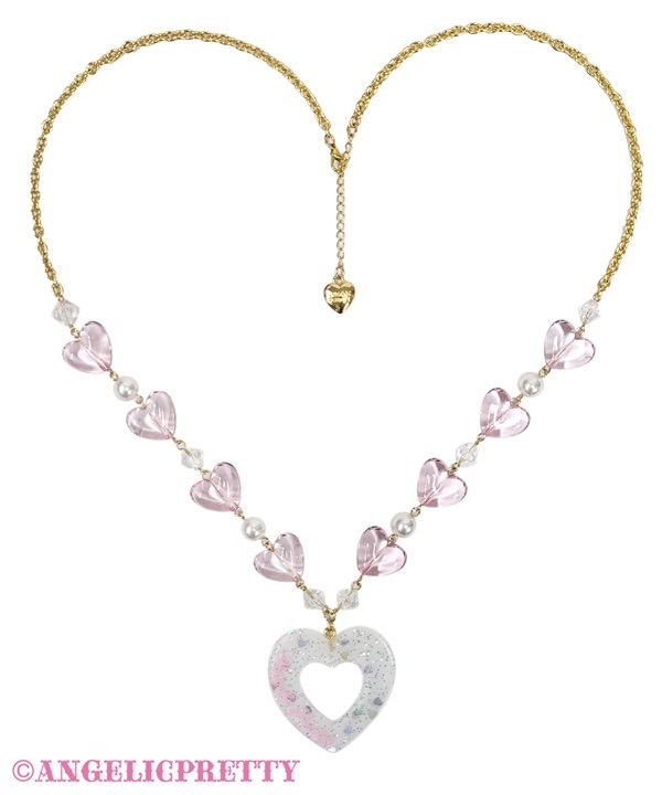 Decoration Heart Necklace - White
