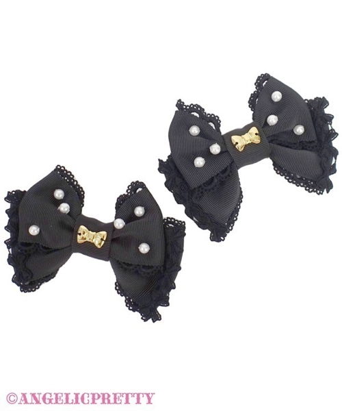 Dolce Pearl Ribbon Clip Set - Black