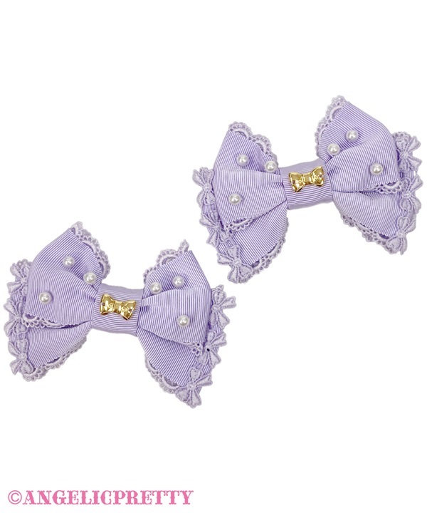 Dolce Pearl Ribbon Clip Set - Lavender - Click Image to Close