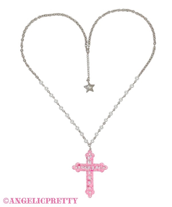 Dolly Cross Necklace - Pink