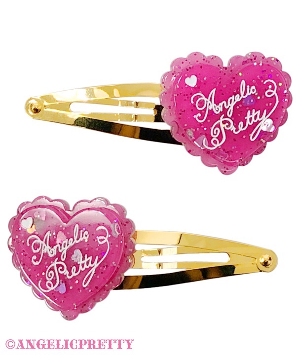 Dream Heart Hair Clip Set - Deep Pink