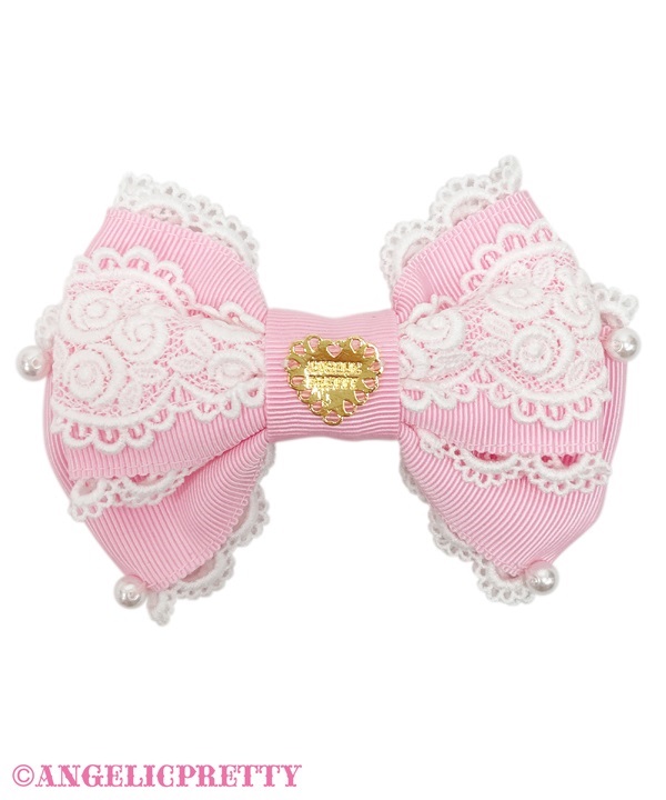 Elegant Rose Ribbon Clip Set - Pink