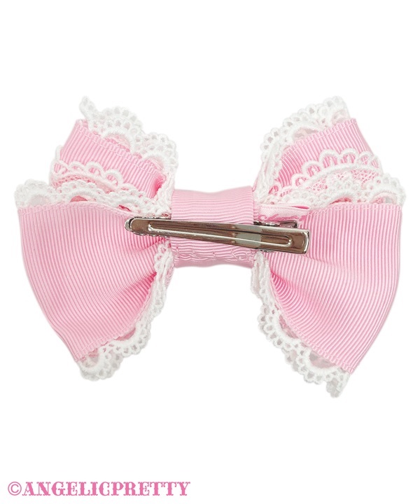 Elegant Rose Ribbon Clip Set - Pink