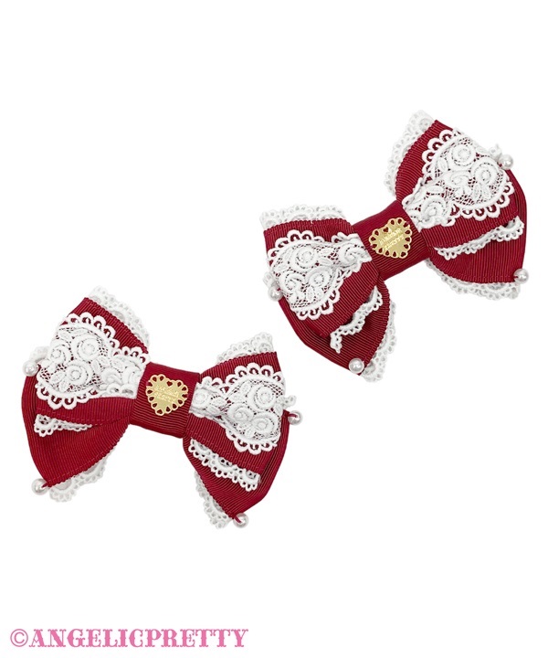 Elegant Rose Ribbon Clip Set - Wine