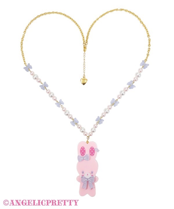 Fancy Lyrical Bunny Necklace - Pink - Click Image to Close