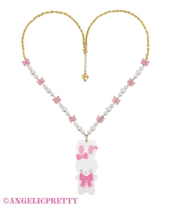 Fancy Lyrical Bunny Necklace - White - Click Image to Close