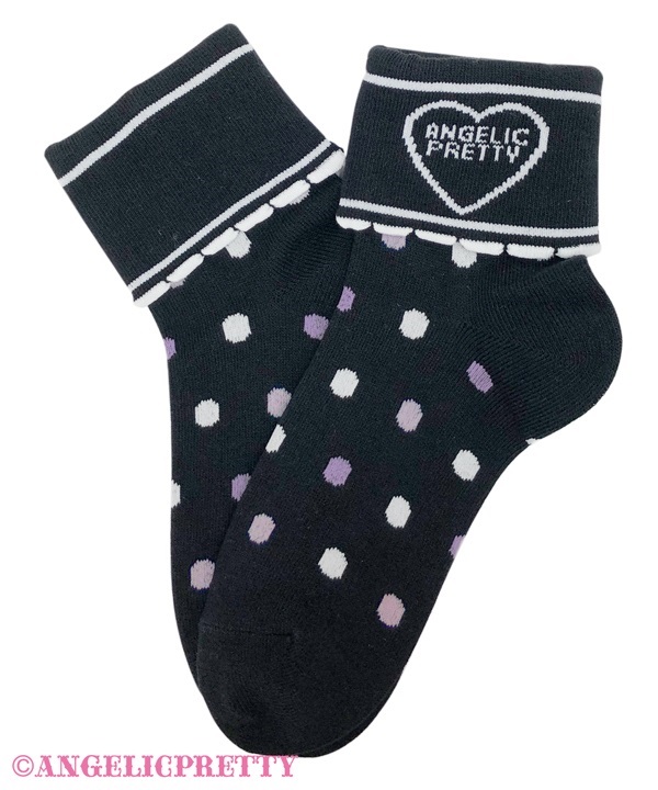 Fancy School Polka Dot Crew Socks - Black