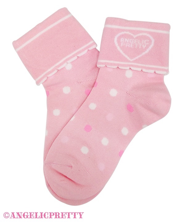 Fancy School Polka Dot Crew Socks - Pink