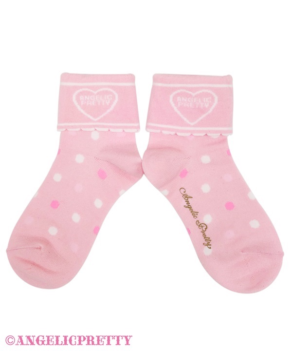 Fancy School Polka Dot Crew Socks - Pink