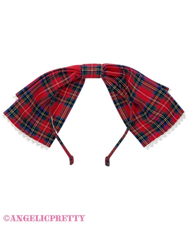 Fancy Tartan Check Headbow - Navy