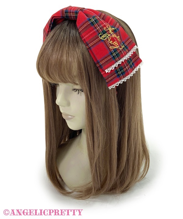 Fancy Tartan Check Headbow - Navy