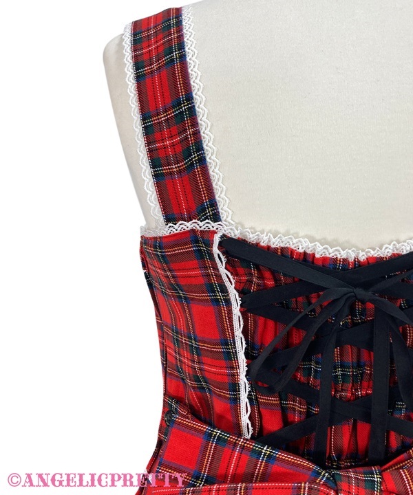 Fancy Tartan Check Jumperskirt - Navy