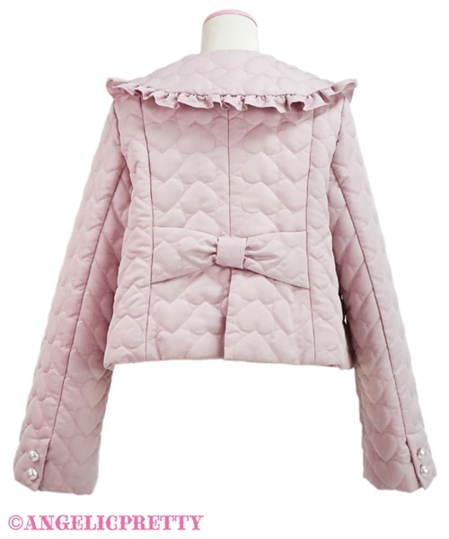 fluffy heart jacket pink