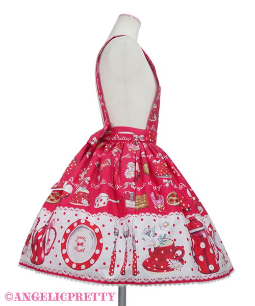 French Cafe Apron Skirt - Red [222PS05-010118-rd] - $285.00