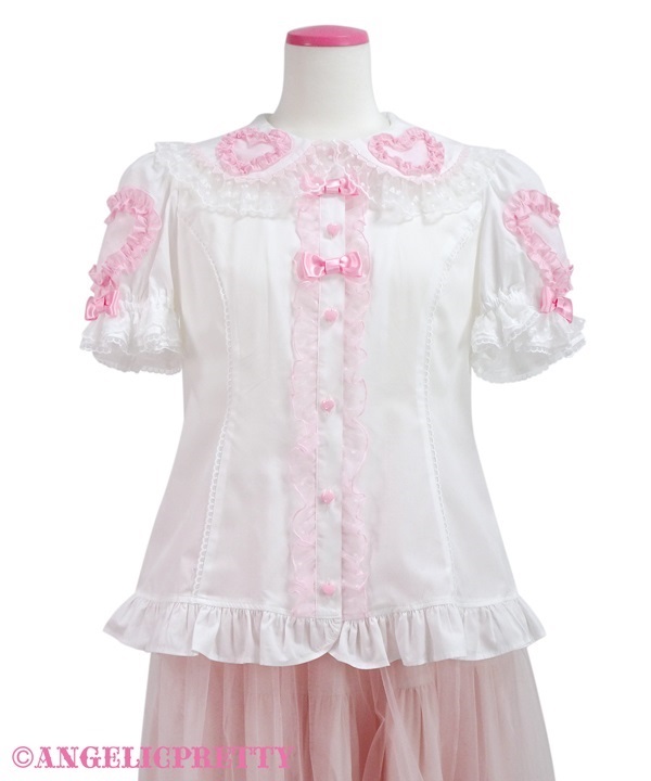 Frill Heart Removable Sleeve Blouse - Pink