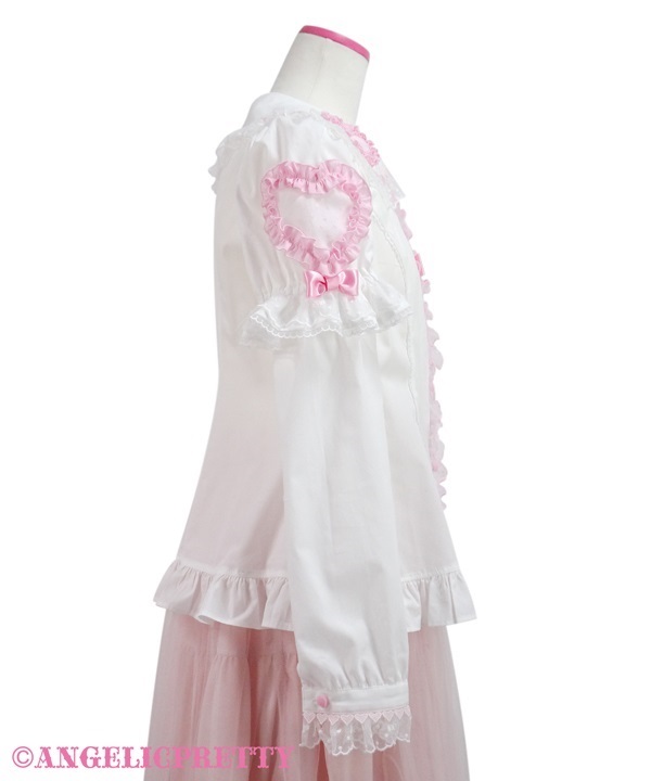 Frill Heart Removable Sleeve Blouse - Pink