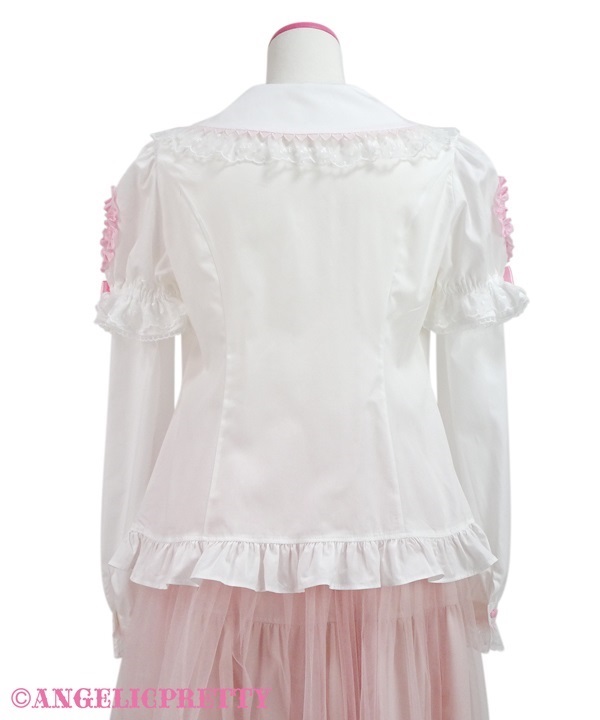 Frill Heart Removable Sleeve Blouse - Pink