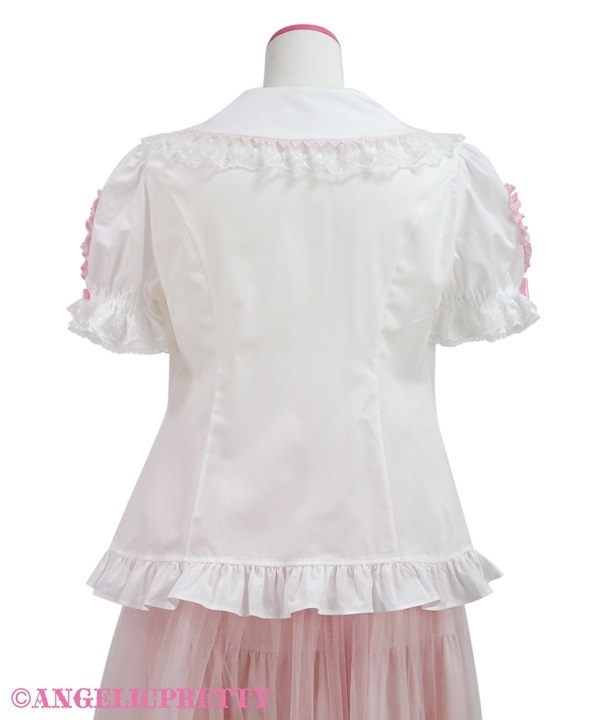 Frill Heart Removable Sleeve Blouse - Pink