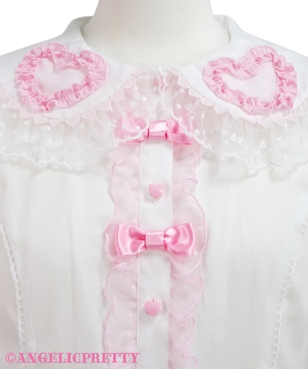 Frill Heart Removable Sleeve Blouse - Pink