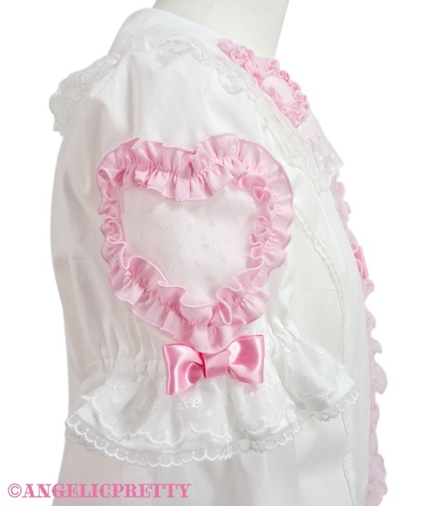 Frill Heart Removable Sleeve Blouse - Pink