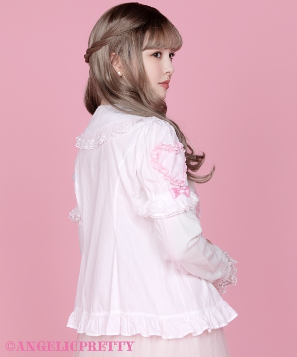 Frill Heart Removable Sleeve Blouse - Pink