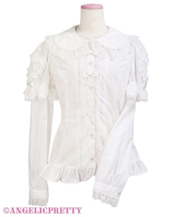 Frill Heart Removable Sleeve Blouse - White