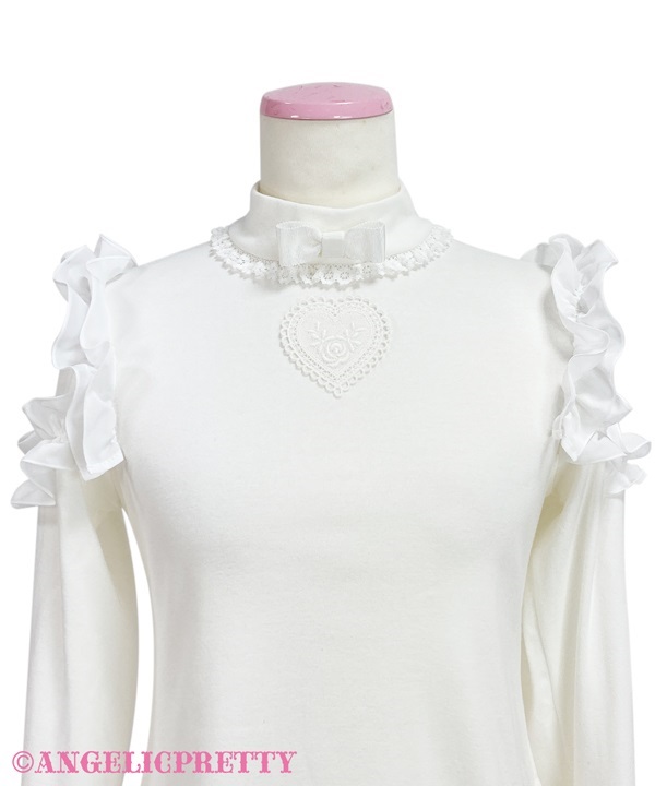 Frill Heart Turtleneck Cutsew - Lavender