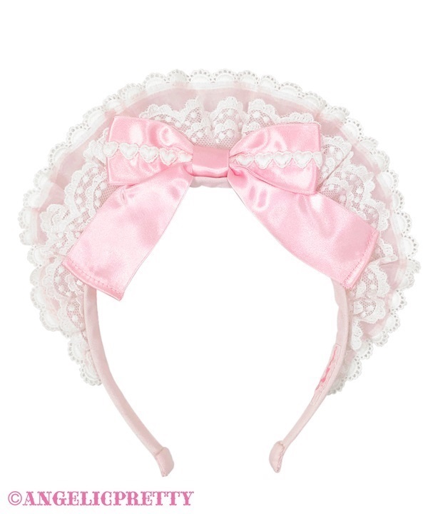 Frill See Through Cafe Headbow - Pink