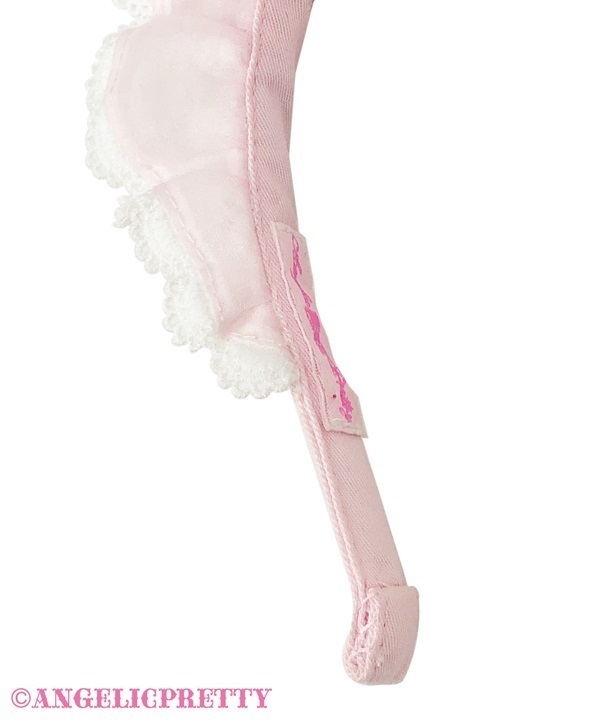 Frill See Through Cafe Headbow - Pink x Black